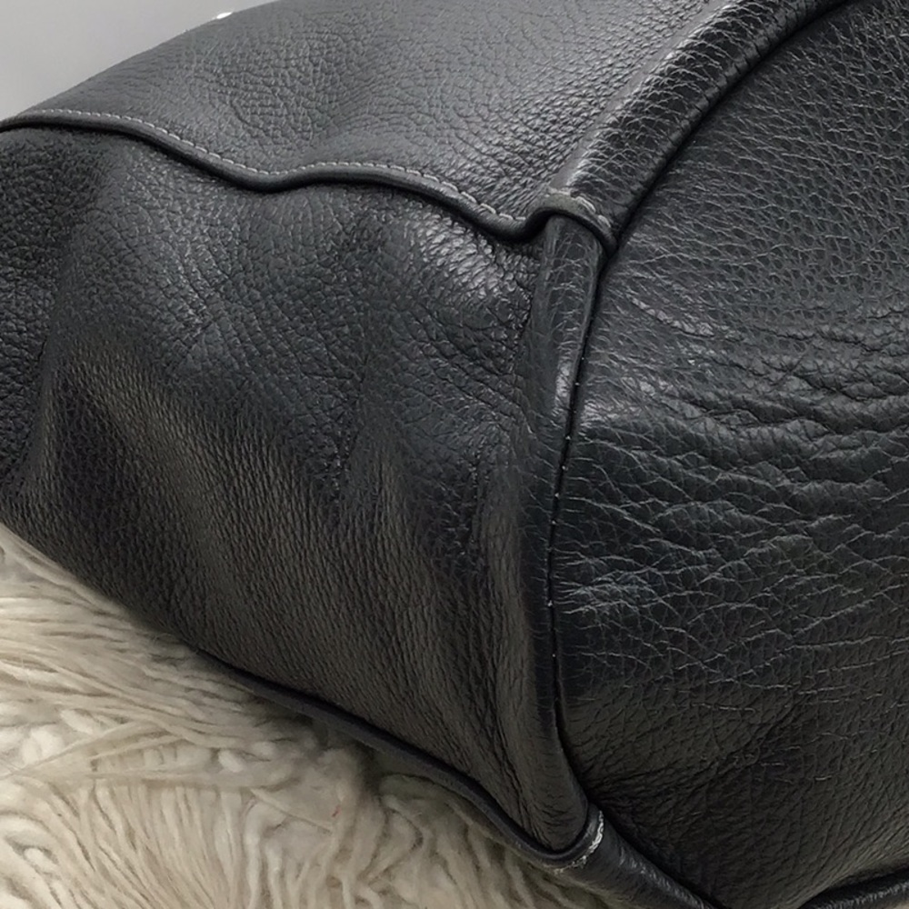 Lavorazione Artigianale Charcoal Gray Pebble Leather Crossbody Hobo Bag - Picture 7 of 14